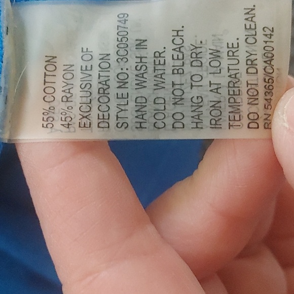 Stunning Blue Sweater w/Black Floral & Beaded Tunic Women's Sz Sm Or Slim Med - Picture 7 of 8